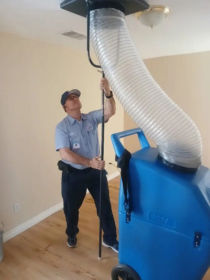 Mini Split Installation technician using HEPA equipment in Bayou Cane